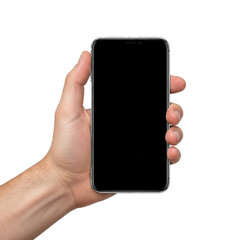 "Hand Holding Smartphone with Black Screen"