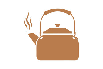 Water boiling, kettle designed for tourists, camping, and travel. Vector illustration, glyph, separate
