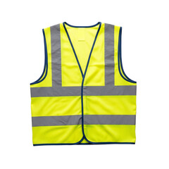 Yellow Safety Vest with Reflective Stripes Isolated on White Background