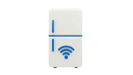 Smart Fridge with Wifi Connectivity on White Background
