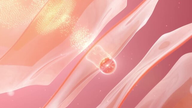 Essence penetrates deep skin cells, activating  cells to release whitening, moisturizing, anti-aging and anti-wrinkle, brighten facial skin, skin care beauty concept, cosmetics ads, 3D rendering.