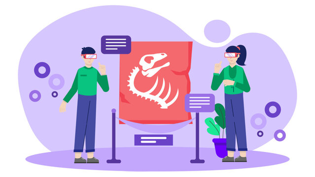 Vitual Reality Tours of National Parks. Flat Vector Illustration