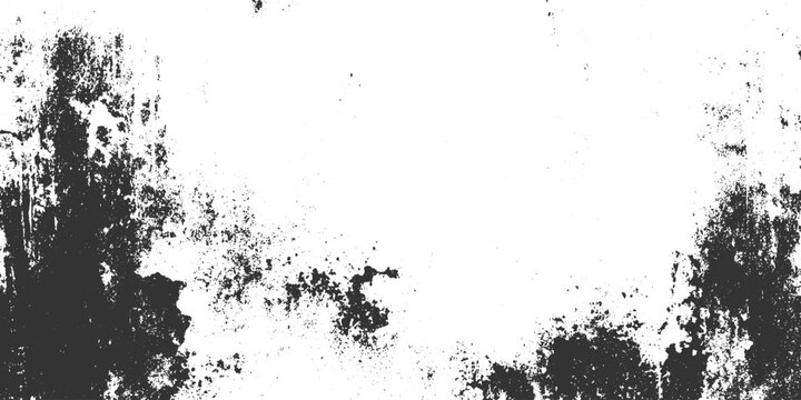 Black grunge texture on white background with rough distressed pattern