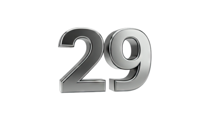 Metallic Number 29 Isolated on White Background