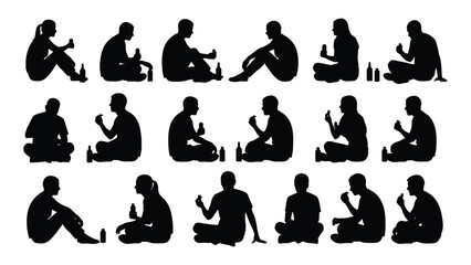 A collection of diverse human poses showcased in striking black silhouettes © JASMIN