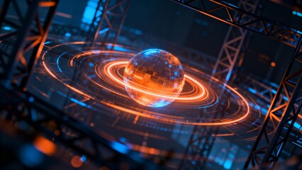 Futuristic globe with digital rings