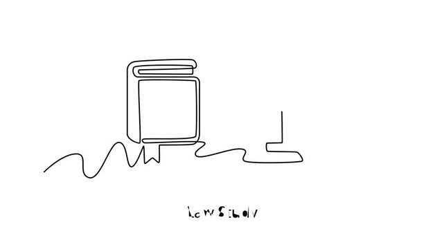 Law Study. School Subject concept. Single line draw design. Full length animation illustration. High quality 4k footage