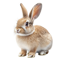 Obraz premium A fluffy brown rabbit sitting on a white background. its adorable features and soft fur. ideal for use in childrens books. nature documentaries. or pet care articles