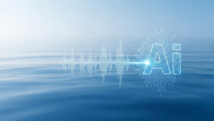 Obraz premium Futuristic AI technology concept with sound wave and circuit board design
