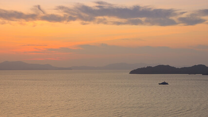 Sunset or sunrise on the sea , Twilight sky