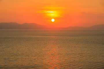 Sunset or sunrise on the sea , Twilight sky