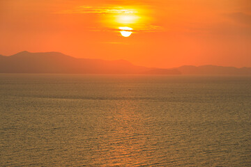 Sunset or sunrise on the sea , Twilight sky