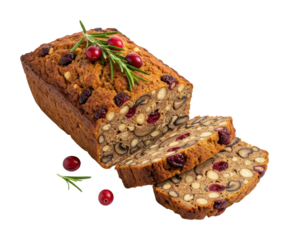 Nutty fruit loaf recipe kitchen food bright isolated on transparent background