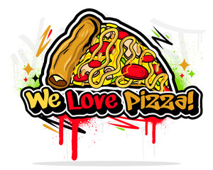 Pizza food illustration in a graffiti art style
