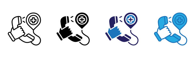 Emergency Call Icon Multi Style Vector Illustration