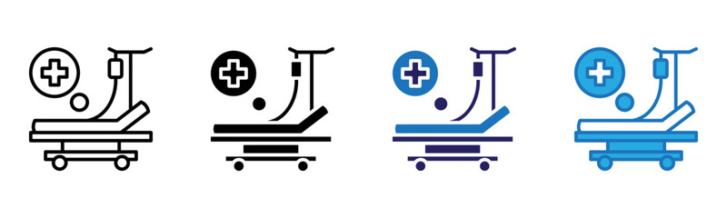 Hospital Bed Icon Multi Style Vector Illustration