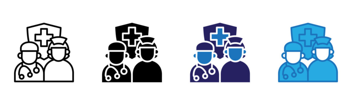 Medical Staff Icon Multi Style Vector Illustration