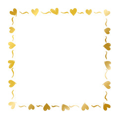 Romantic frames in square shape, Gold decorative frame with heart, element for invitations, greeting cards, scrapbooking, sticker, decorative etc. transform background 