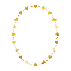 Romantic frames in ellipse shape, Gold decorative frame with heart, element for invitations, greeting cards, scrapbooking, sticker, decorative etc. transform background 
