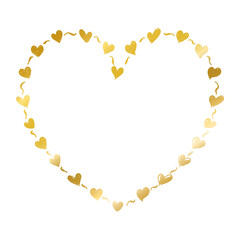 Romantic frames in heart shape, Gold decorative frame with heart,  element for invitations, greeting cards, scrapbooking, sticker, decorative etc. transform background 