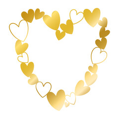 Romantic frames in heart shape, Gold decorative frame with heart,  element for invitations, greeting cards, scrapbooking, sticker, decorative etc. transform background 