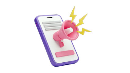 Smartphone with Megaphone Announcing Promotion - 3D Render