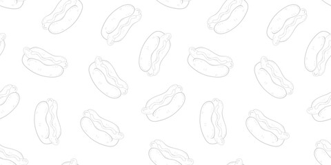 hotdog pattern background. Hot Dog Street Food Pattern background. Hot Dog flat illustration background.