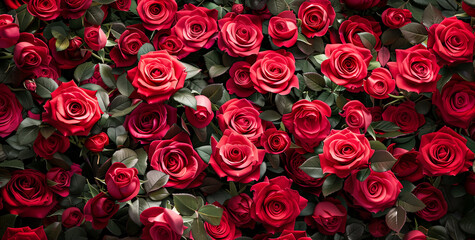 Vibrant red roses in full bloom