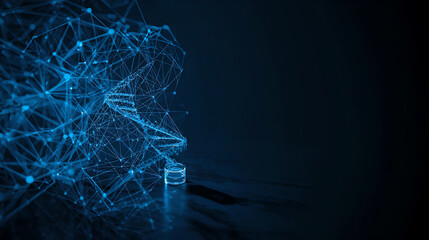 3D rendered DNA helix structure for medical and genetic research.