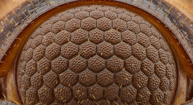 Close-up of insect eye texture showing hexagonal patterns  
