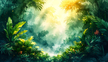 光が降り注ぐジャングル_generated by AI