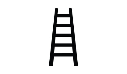 A simple illustration depicts a black ladder with six rungs standing upright on a white background showcasing its structural form © Thysl2000
