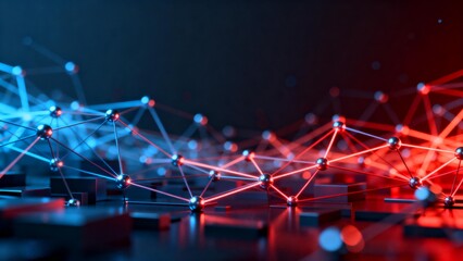 Abstract network of glowing nodes and connections
