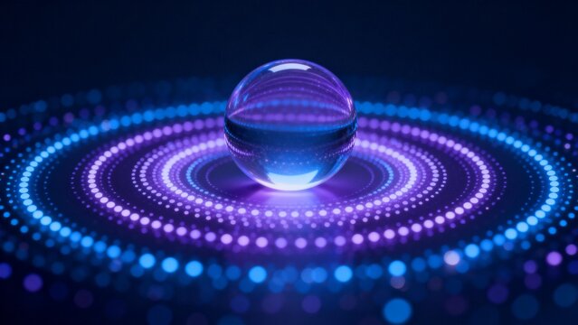 Glowing sphere with concentric light rings - Powered by Adobe