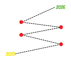 A winding roadmap with a timeline from 2025 to 2026 with concepts of planning, process, growth, achievement, and journey to the destination. The new year 2026, success, the past and the future.