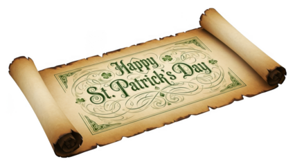 Happy st patricks day scroll isolated on transparent background