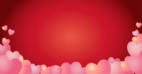 ハートをあしらったバレンタインデーの背景素材。/ Valentine's Day background material dotted with hearts.