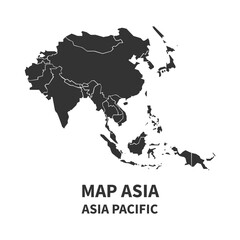 Map of Asia black silhouette illustration on white background © Ibrahim