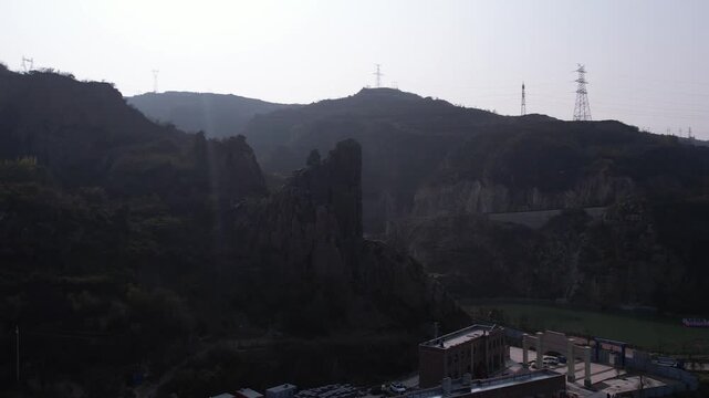 Sanmenxia Dam Yellow River Scenic Gorge with Industrial Infrastructure