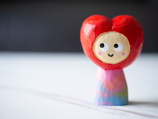 art toy wood carving cute wooden carved Basswood doll red christmas heart love happy mind health valentine design acrylic color paint craft handmade decoration gift present hobby model selected focus