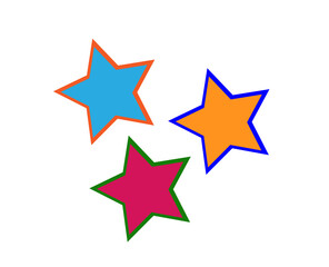 three colored stars on a white background,