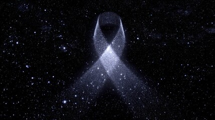 Abstract illustration of glowing ribbon against a starry night background