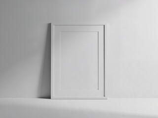 Simple white frame on plain background showcasing concept of Color of the Year, Pantone 11-4201, Cloud Dancer  