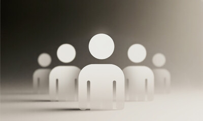 minimal abstract human icons fading into clean space neutral colors professional HR planning  Generative AI