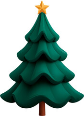 Minimal evergreen Christmas tree illustration with soft shading and star