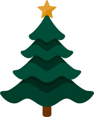 Modern minimal Christmas tree illustration with wavy branches and star