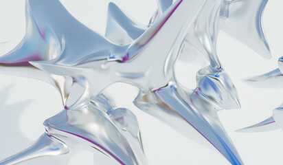 High-Gloss Liquid Chrome Abstract Structure