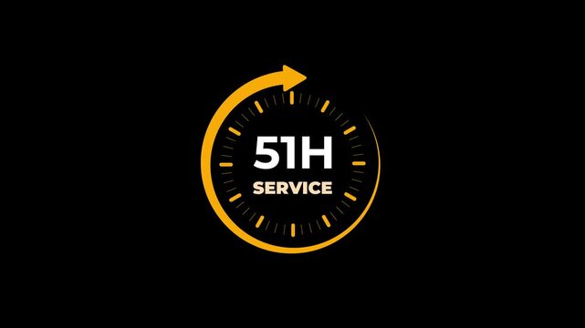 51 hours service clock icon. Online customer care, live chat support, and real-time customer assistance to ensure complete customer satisfaction.