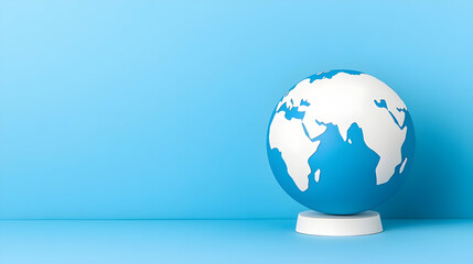 3D illustration of a blue and green earth globe sphere showing continents like Europe and America against an abstract black space background representing a global business geography concept