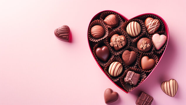 Heart-shaped box of assorted chocolates